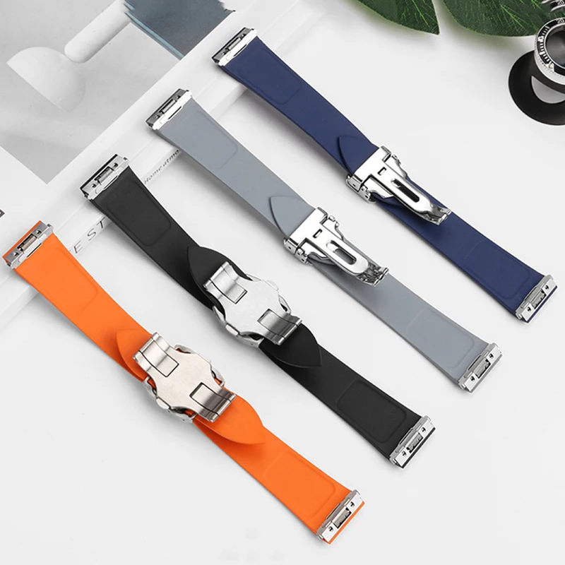 For Cartier New Santos Quick Release Rubber Strap W2SA0006 WSSA0009 WSSA0018 Medium Santos Viton  Fluororubber Watchband 21mm