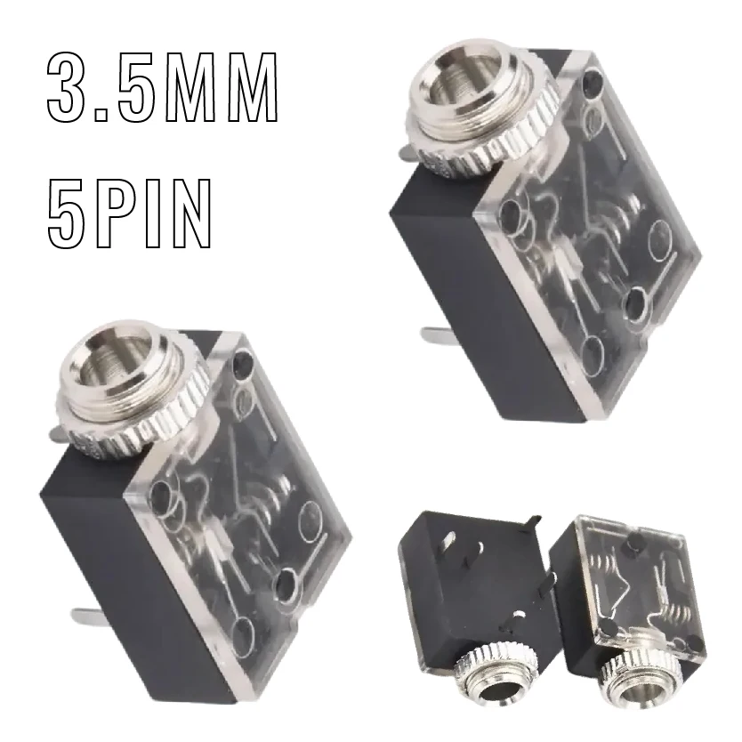 

5 Pin Stereo Female Socket PCB Mount Jack 3.5mm for Audio PJ-324 Headphone Jack