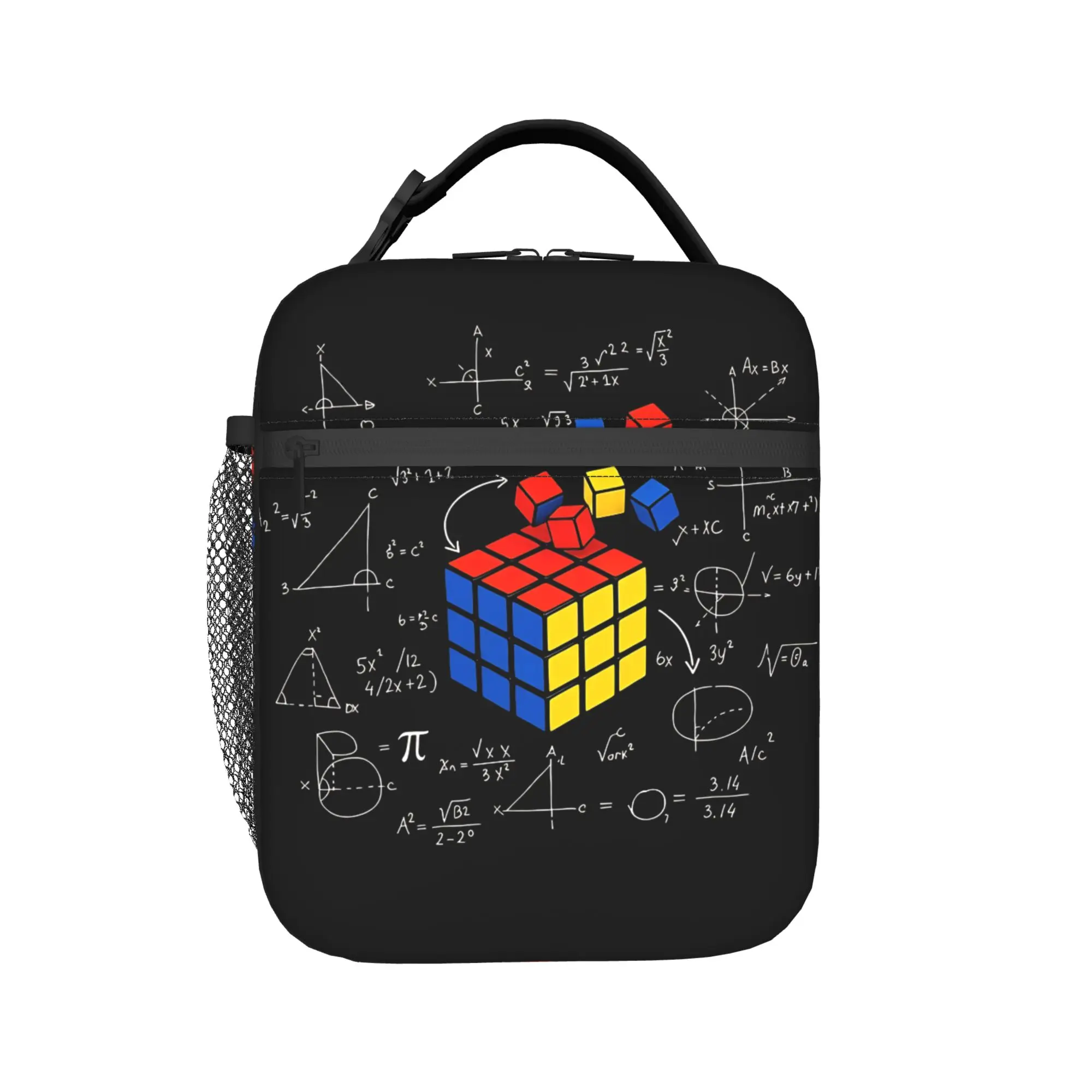 Math Rubiks Player Cube  Lunch Bag For Men  Print Outdoor Picnic Lunch Box Fashion Portable Oxford Cooler Bag