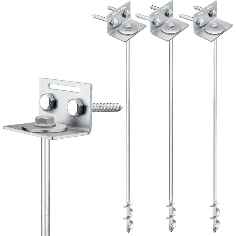 Ground Anchors Screw Brackets and Drill Bit - Earth Anchors - Mobile Home Anchors - Storage Shed Anchor Kit - Swing Set Anchors