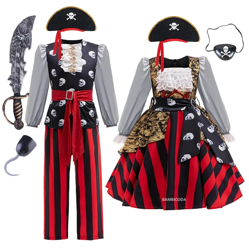 Disfraz de pirata bonito para niña, disfraz de Halloween, fiesta de Carnaval, Año Nuevo, disfraces de piratas, vestido para niños de 3 a 10 años