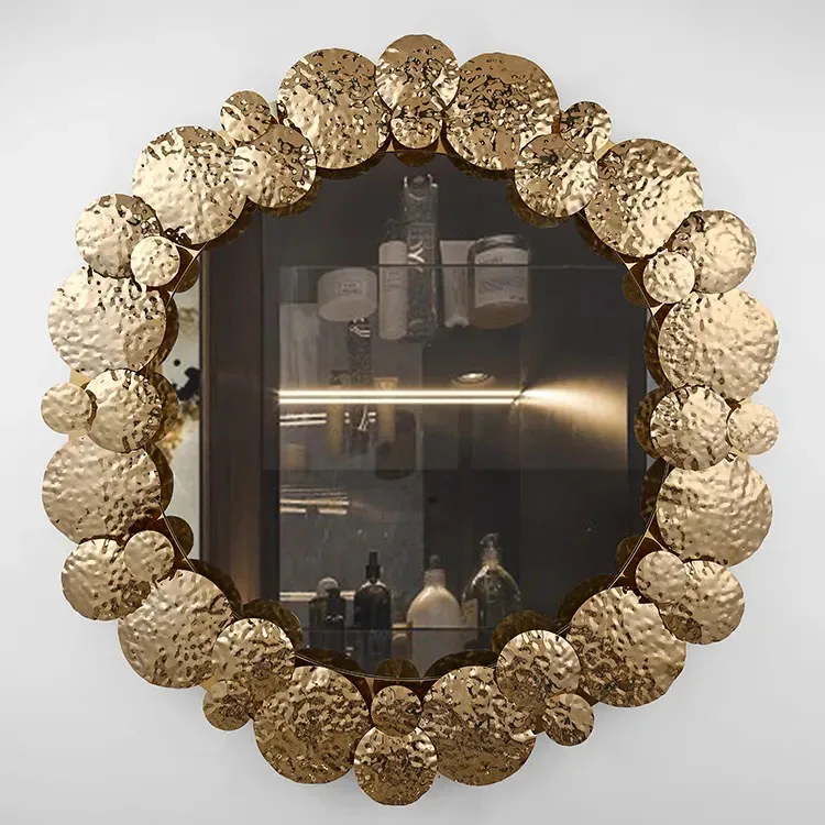 100CM Large Retro Metal Luxury Wall Mirror Creative Iron Glass Design Home Decoration Hot Sale Selling Bathroom Dropshipping DDP