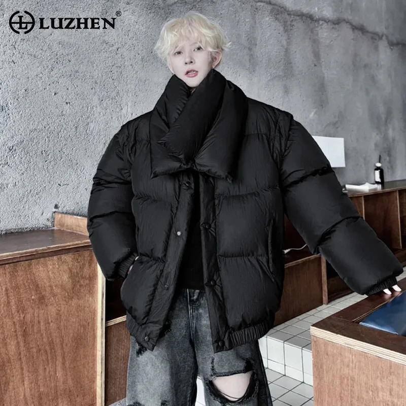 LUZHEN 2024 Cotton Clothing Detachable Scarf Sleeves Personalized Baggy Multifunctional Men's Versatile Padded Jackets LZ6946