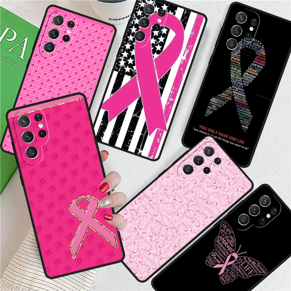 Girl Breast Cancer Pink Ribbon For Samsung Galaxy S24 Ultra S21 S22 S8 S9 S10E Note 10 20 Plus FE S23 Phone case Cover Coque