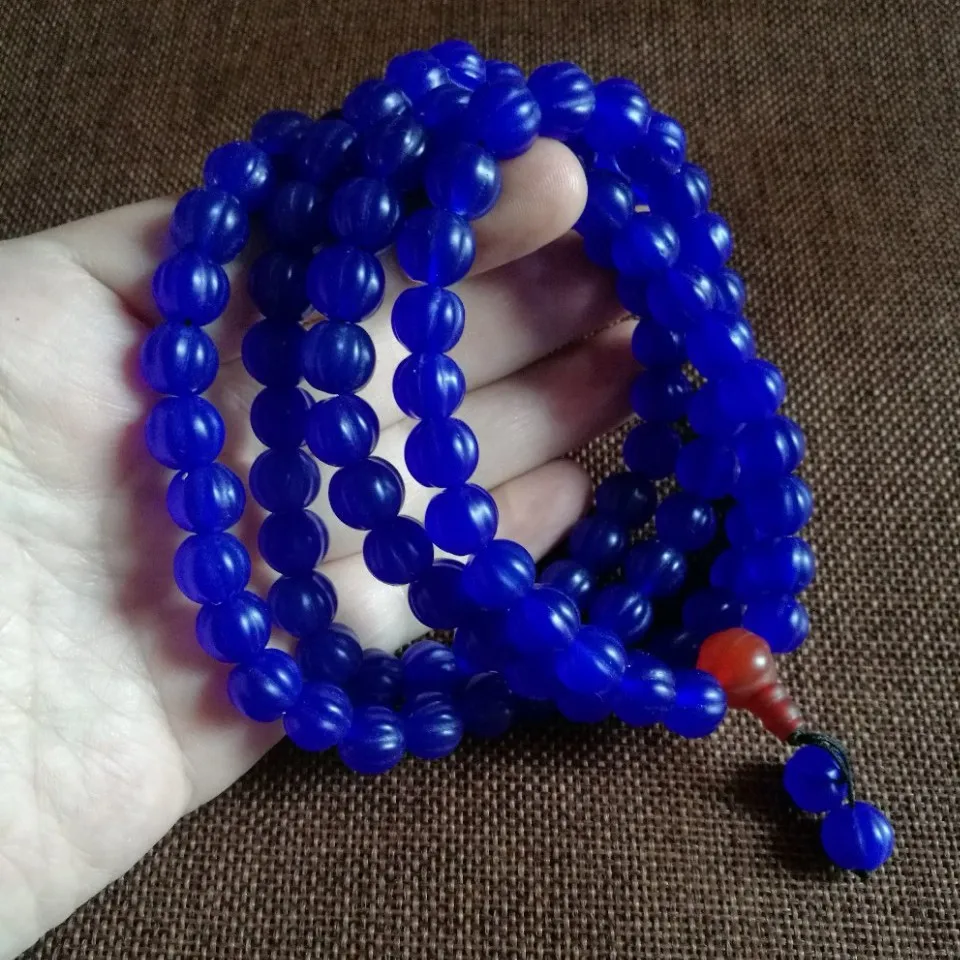 

10 мм натуральный синий агат тыквенные бусины браслеты многослойный браслет с кисточками Мала 108 ожерелье из бисера свитер цепочка для мужчин и женщин