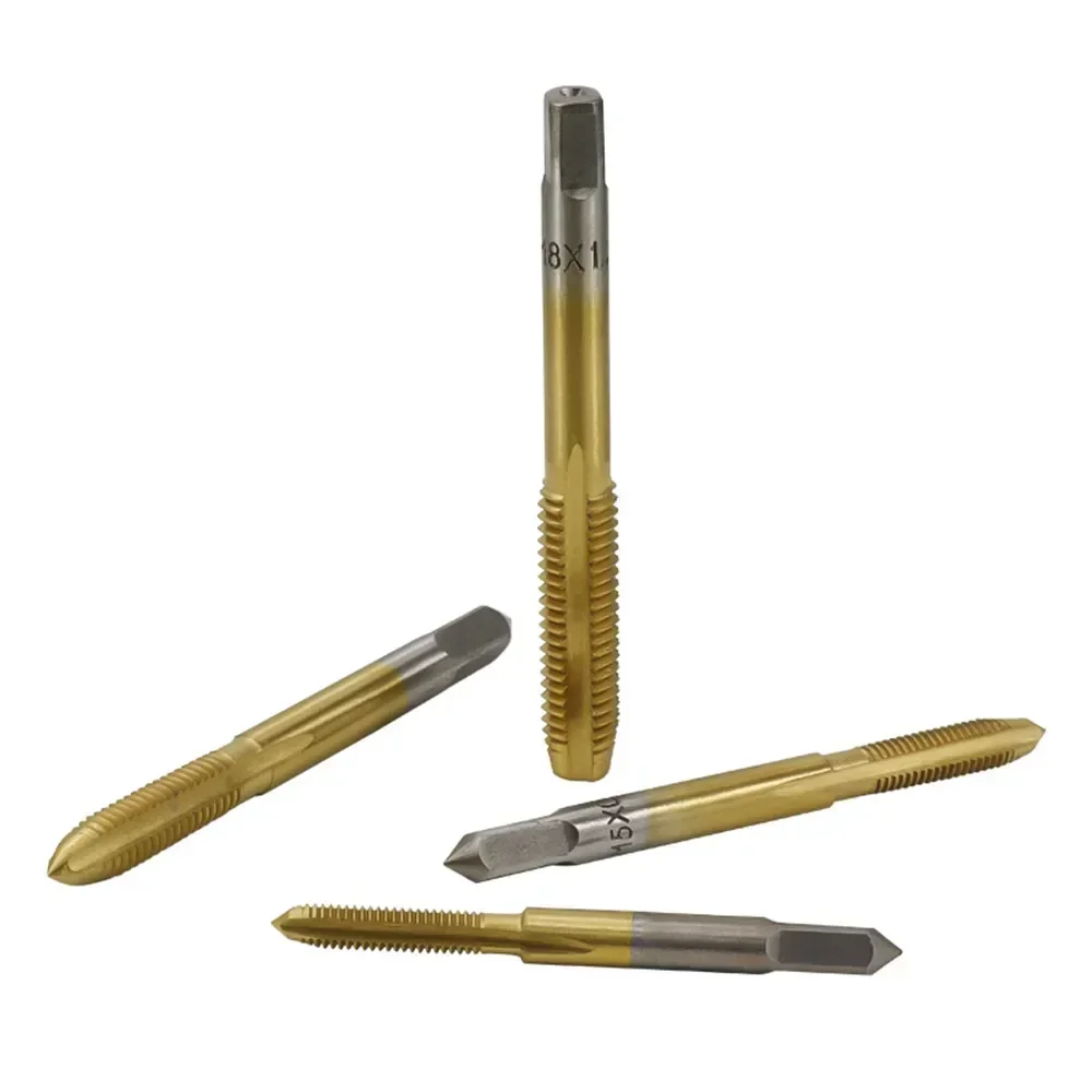 5pcs M3 M4 M5 M6 M8 Titanium Coated Hand Tap Set Hss Straight Flute Thread  Right  Screw Threaded Drill