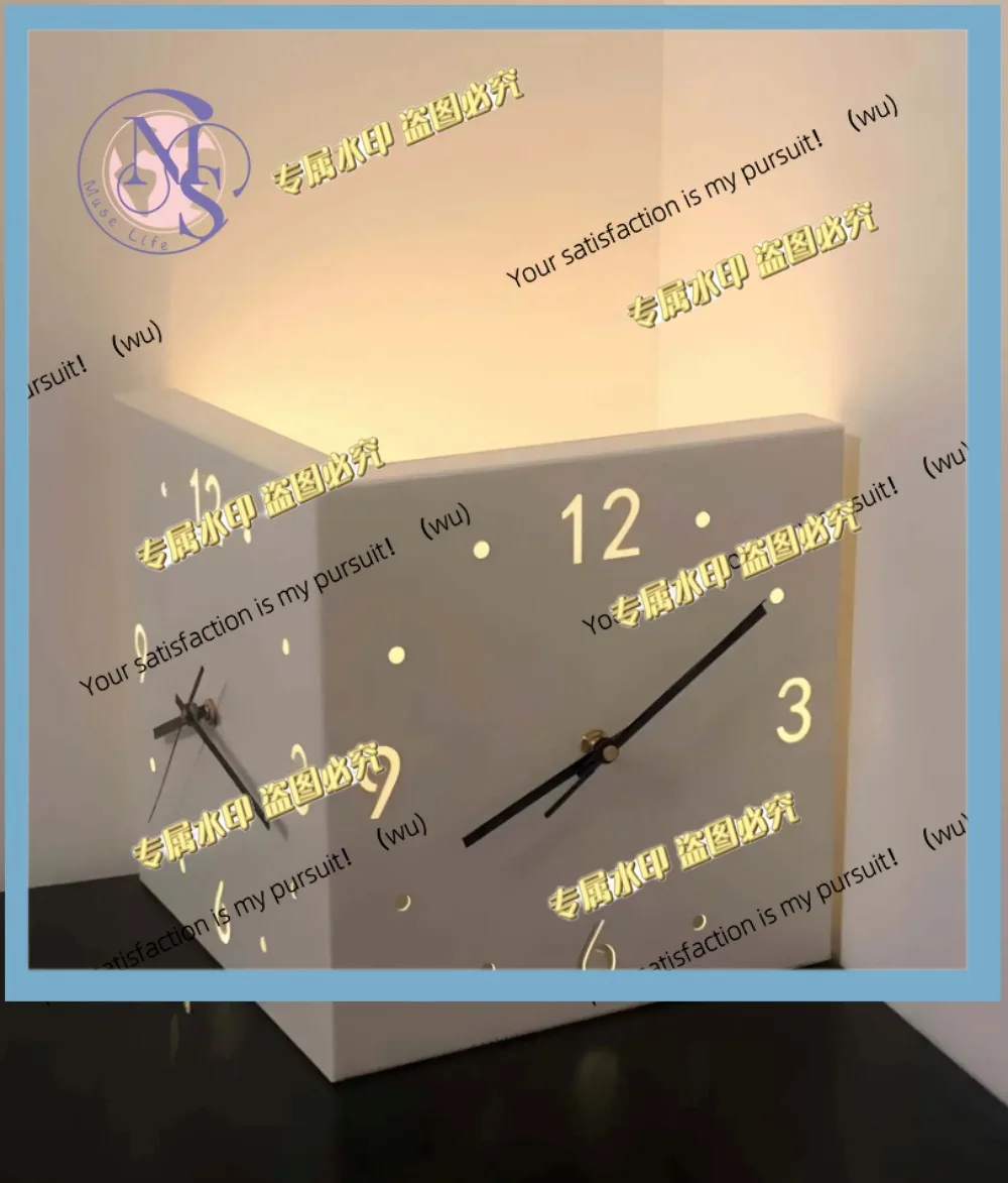 Corner modern and fashionable double-sided luminous wall clock, sensor silent wall clock