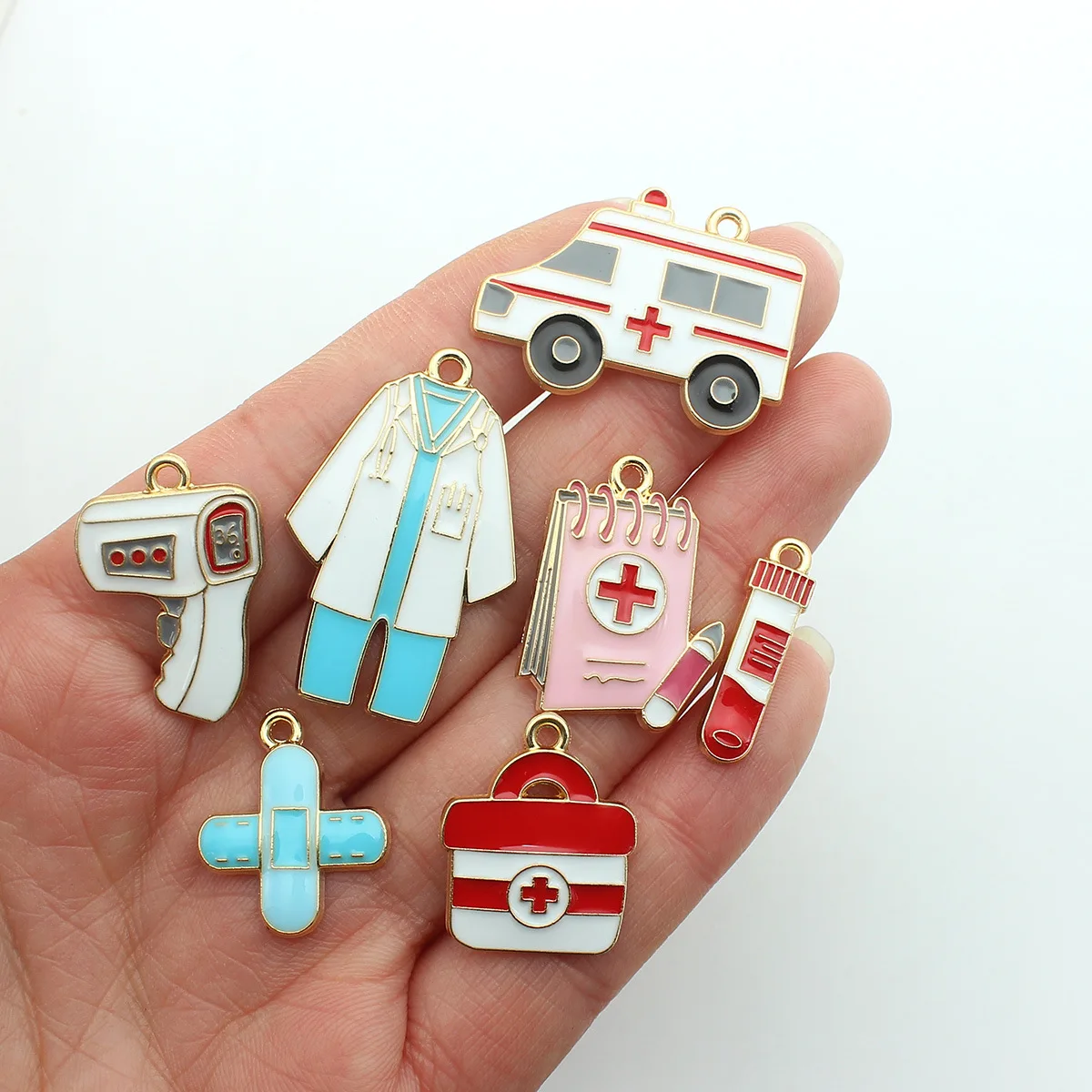 10/20pcs New Nurse Medication Tank Thermometer Enamel Charms Cute Nurse's Day Gratitude To Medical Staff Pendants Jewelry Gifts