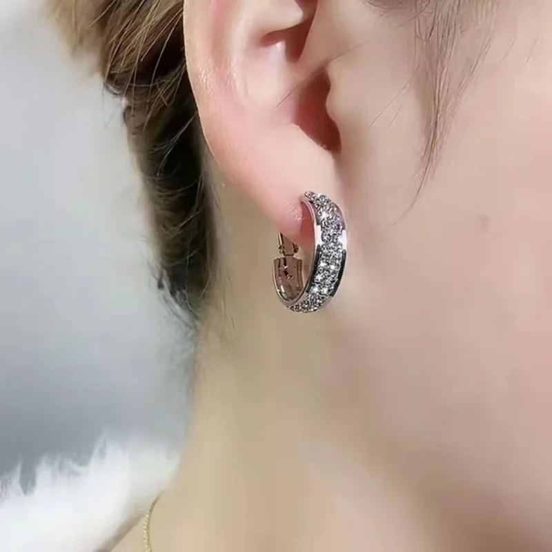 Jewelry for Women Moissanite Hoop Earrings for Women Engagement Wedding Earrings Party Anniversary Valentine\'s Day Gift Jewelry