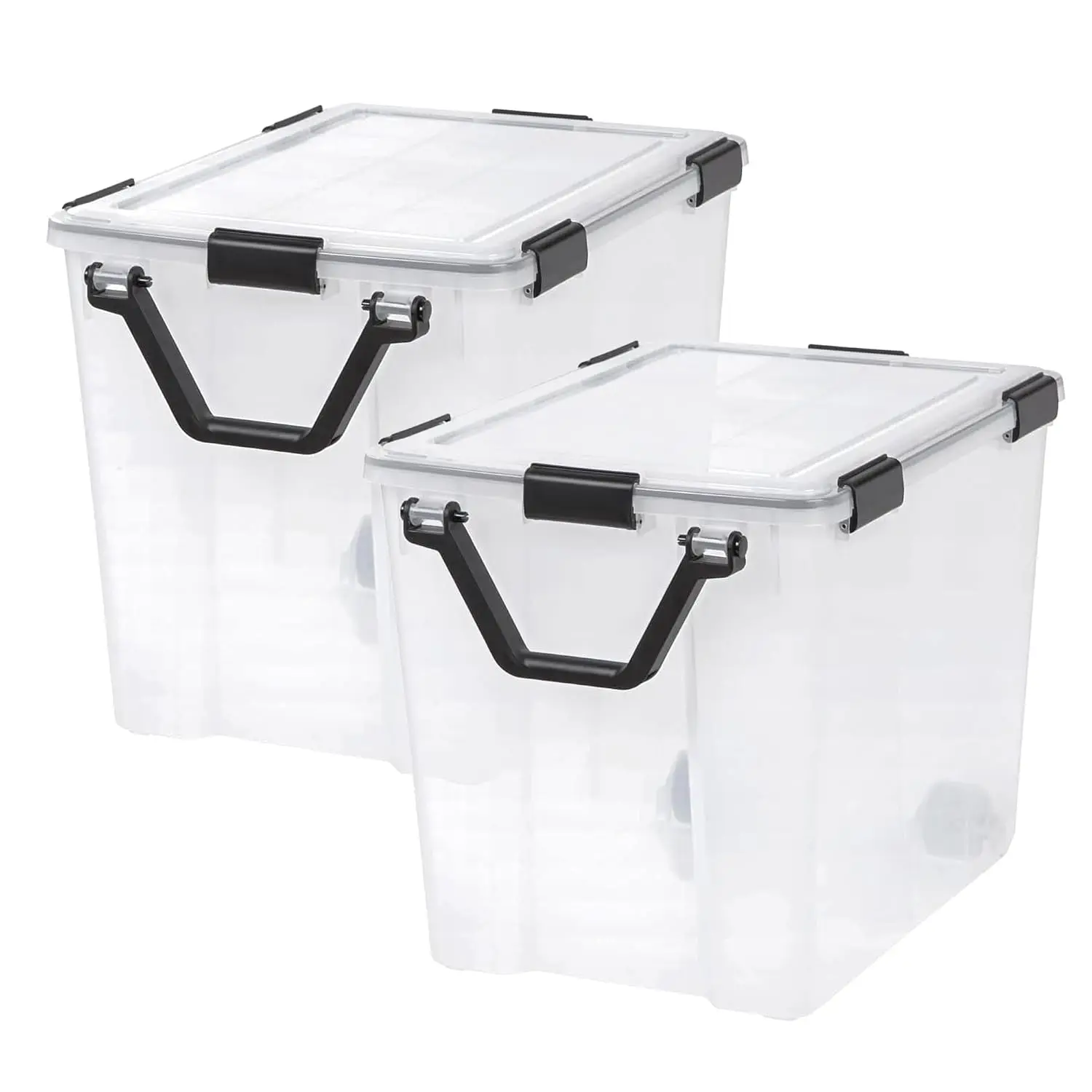 103 Qt Storage Bins Lids 4 Pack BPA-Free Plastic Gasket Box Tight Latch Seal Stackable Nestable Tote Clear Black, Customized
