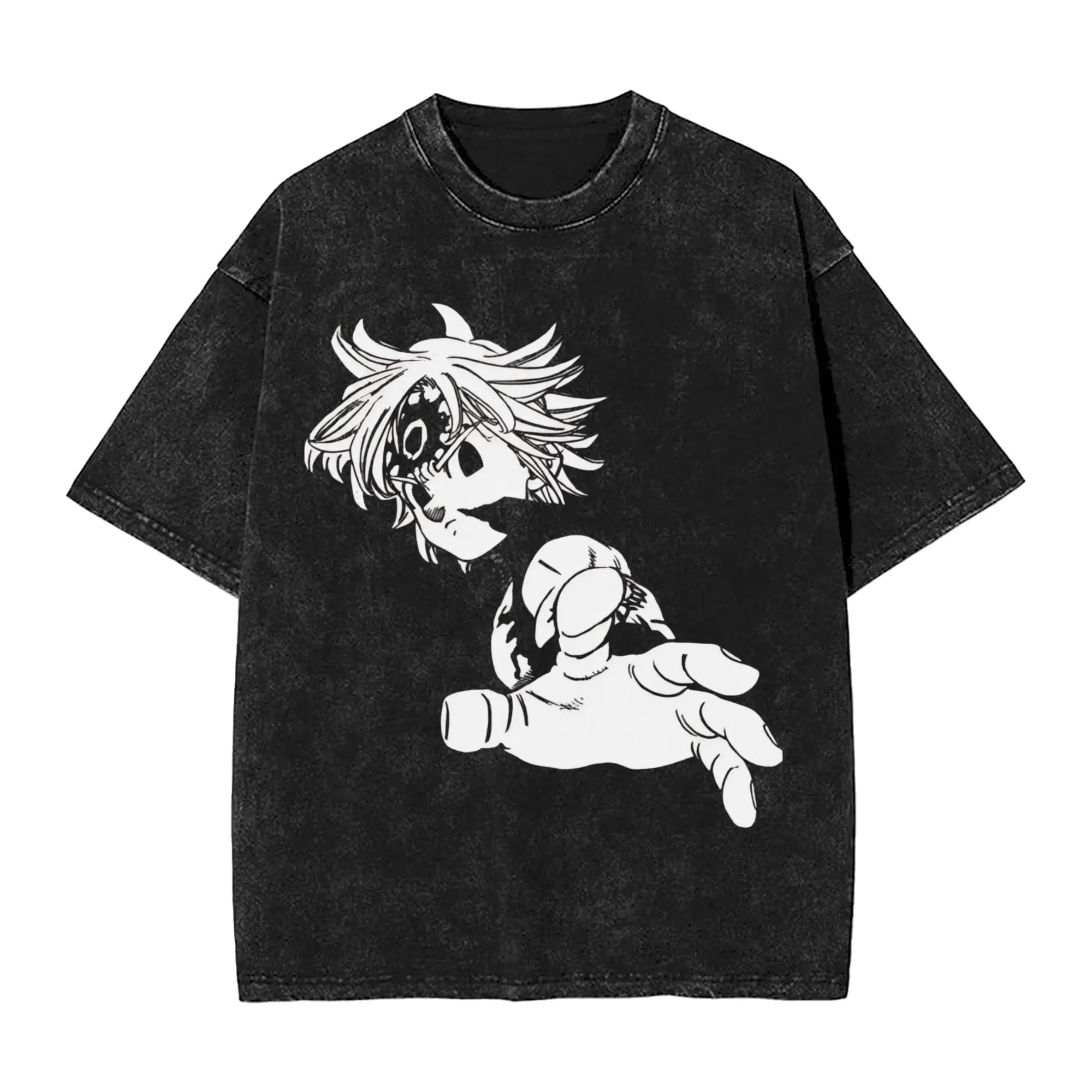 Oversized Washed T-Shirt Anime Meliodas Main Character Loose T Shirts  Popular Tee Shirt for Men Y2K Classic Casual Clothes