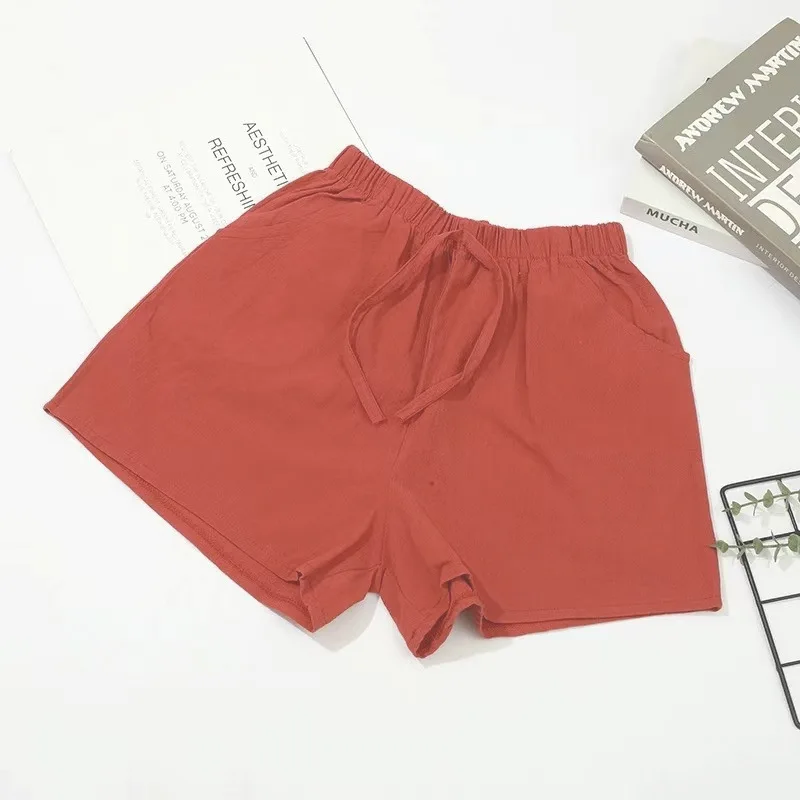 2026 Neue Damen Baumwoll-Leinen-Shorts Sommer Lässige Einfarbige Shorts mit Taschen Weites Bein Mode Alltagstaugliche Lockere Sport-Kurzhose – Detail 8