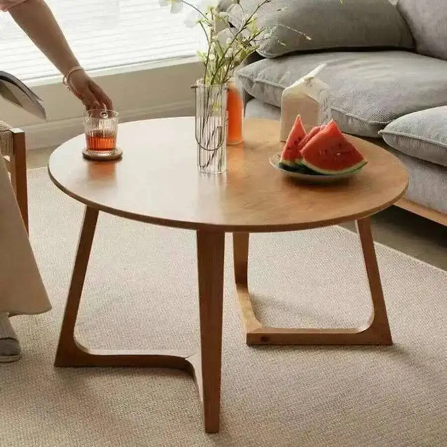 Mesa de centro nórdica pequena para sala de estar, mesa lateral de madeira, centro de salão, redonda, mesa de café, móveis auxiliares de jardim cj0704