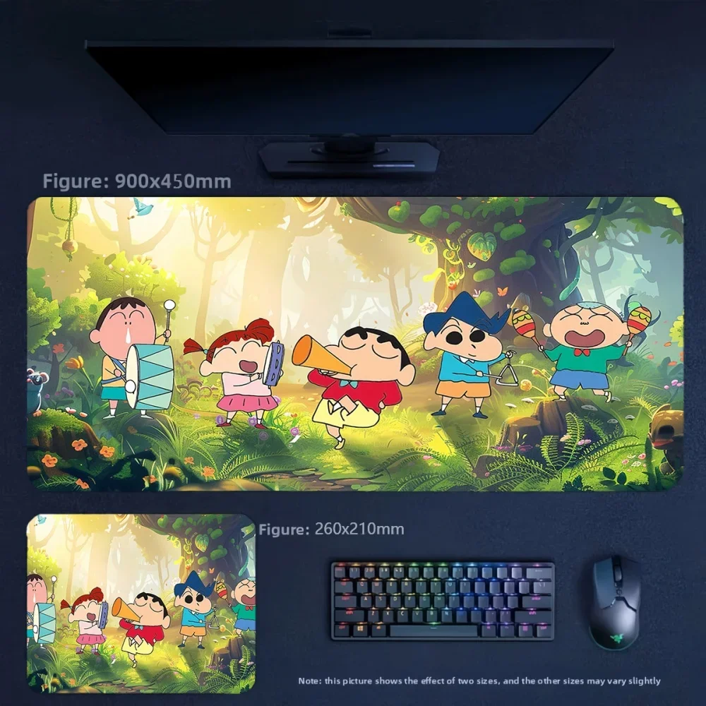 Cartoon Precision Edging Leather Keyboard Pad Table Pad Animation Crayon Shin Chan and His Friends Non-slip Leather Mouse Pad