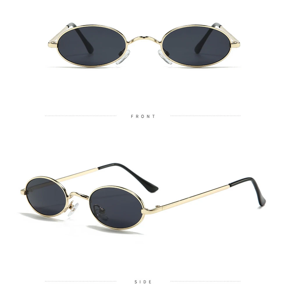 Retro Metal Sunglasses Small Frame Trendy Sun Glasses Oval Sunglasses Lightweight Punk Eyepiece For Beach Outings Fashion