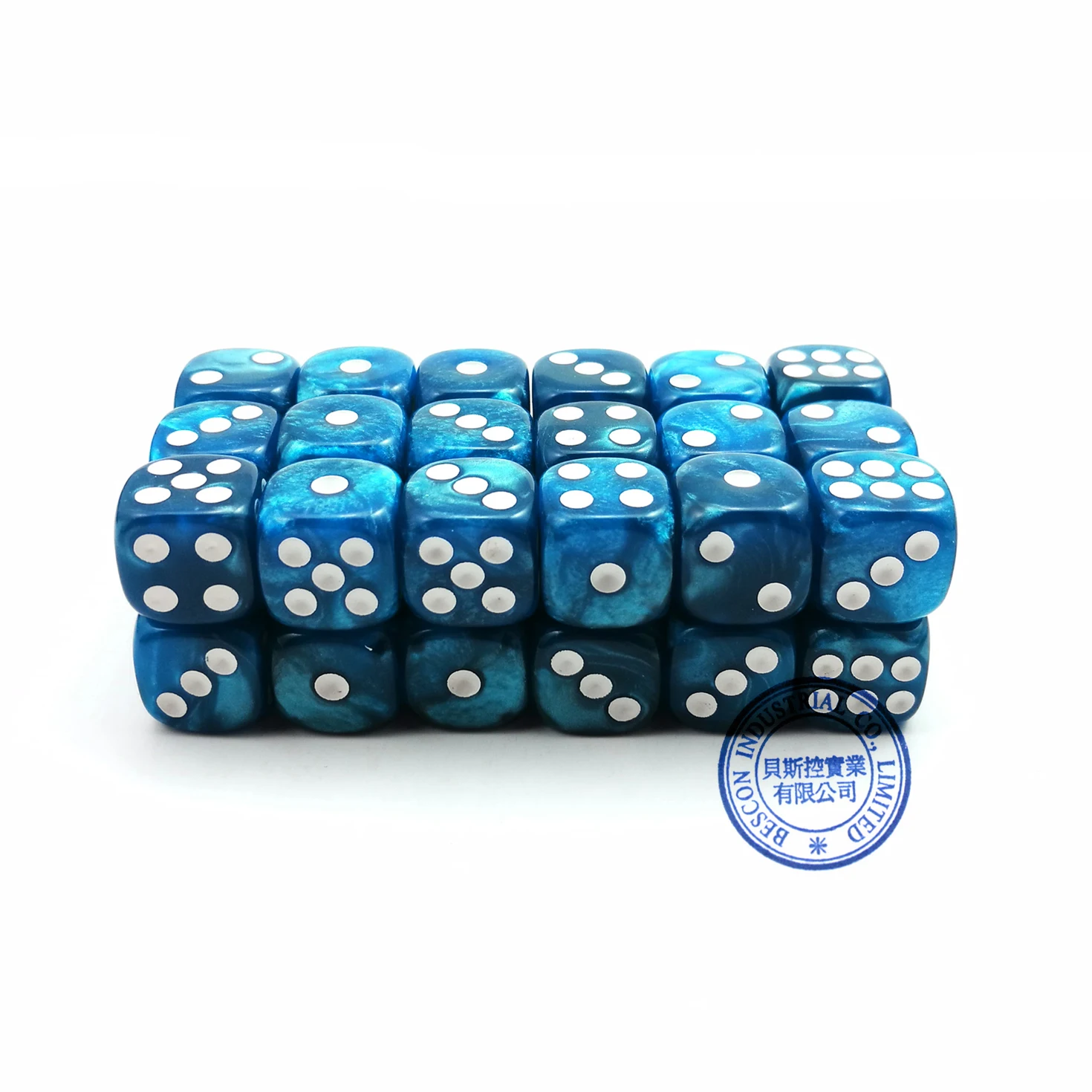 Bescon 12mm 6 Sided Dice 36 in Brick Box, 12mm Six Sided Die (36) Block of Dice, Marble Blue