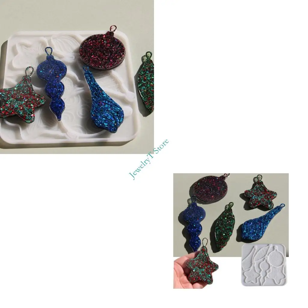 

LX9D Festive Sea Star And Conch Silicone Mold Easy Release Epoxy Mould For Handmade Resin Pendants And Ornaments