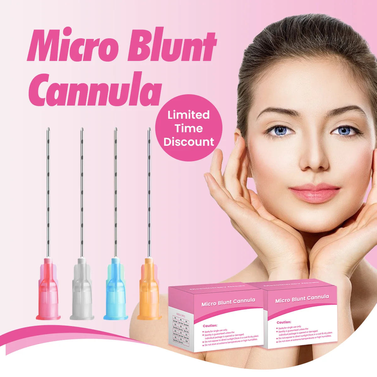 ปราศจากเชื้อ 22G 50 มม.25G 50 มม.Micro BLUNT Cannula Disposable BLUNT TIP เข็มสแตนเลส Micro Cannula