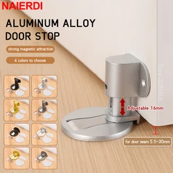 NAIERDI Magnetic Door Stop Aluminum Alloy Adjustable Punch-free Door Stopper Heavy Duty Magnet Door Holder Prevents Collisions