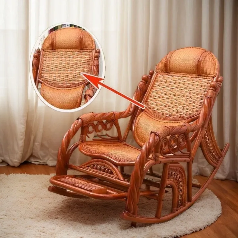 Xiaoyao True Rattan Rocking Chair Nap Adult Lounge Chair Balcony Rocking Lazy Home Rattan Leisure