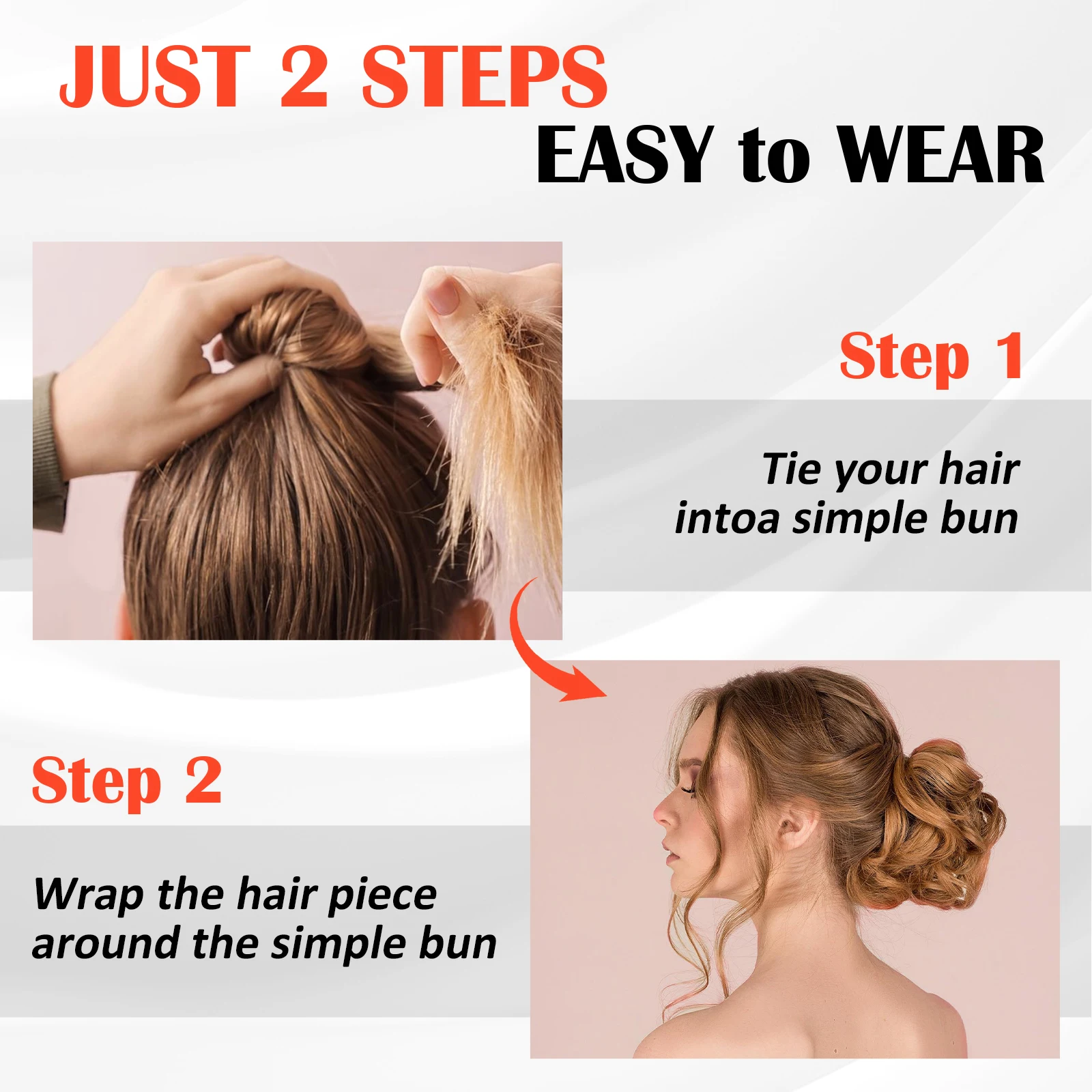 Pedaço de cabelo bagunçado para mulheres, Real Rose Bun, Updo Extensão, Bun Extensão