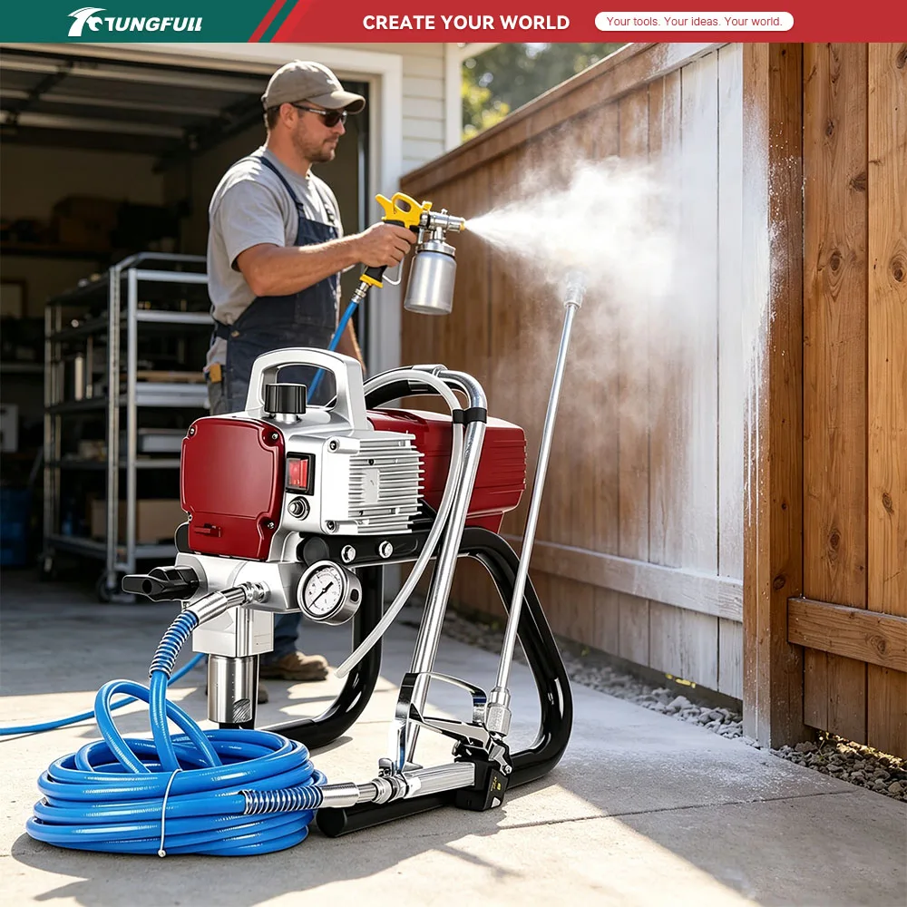 Professional Electric Airless Paint Sprayer High Pressure Painting Machine with Spray Gun Hose Nozzle Set for Wall Furniture DIY