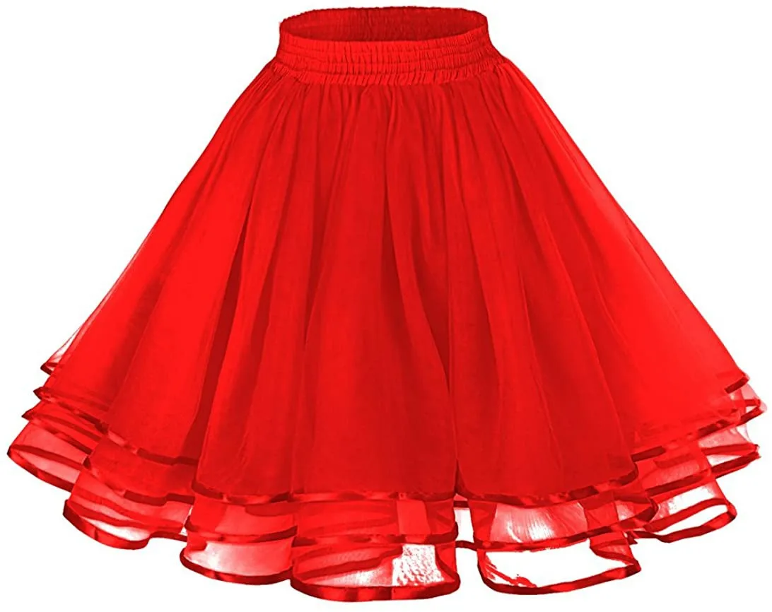 Kobieta halka Tutu podkoszulki krynolina 50\'s 3-warstwowa wstążka gaza spódnica z tiulu Vintage ślubne halki ślubne Rockabilly Tutu