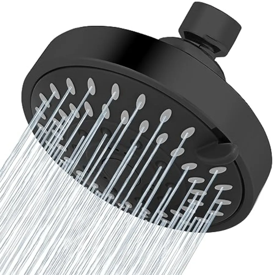 High Pressure Shower Head - 4 Inch Rain Showerhead - High Flow Bathroom Shower with 5 Spray Settings For a Luxury Showering Exp