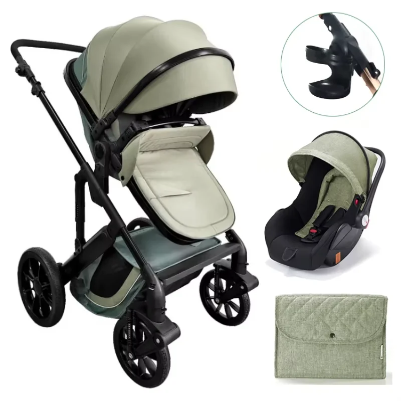 Passeggino di lusso 3 in 1 con seggiolino auto Carrozzina alta paesaggio per neonati Sistema da viaggio Carrello per bambini Walker Carrozza pieghevole