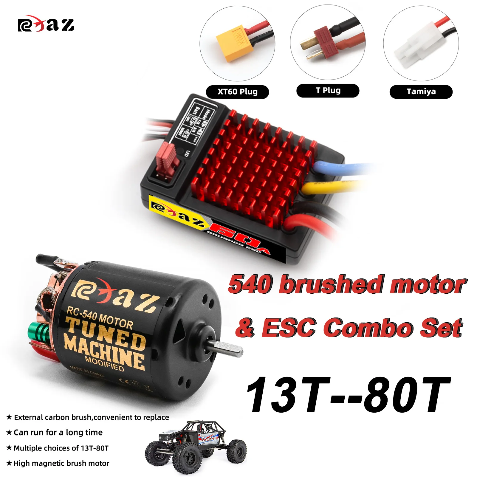 

Матовый комплект RCXAZ, набор скоростей 540, двигатель 13T-80T 60A ESC, подходит для 1/10 внедорожных радиоуправляемых машин Traxxas TRX4 Axial SCX10