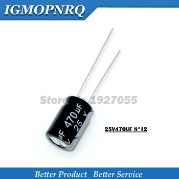 20 قطعة 25V470UF 8*12 مللي متر 470 فائق التوهج 25V 8*12 الألومنيوم مُكثَّف كهربائيًا جديد جودة عالية