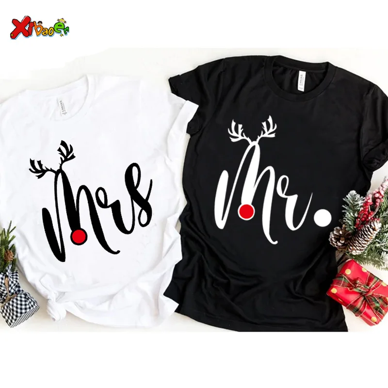 Christmas Couple Shirt Couple Matching Outfits Mr Mrs Christmas 2022 Couple Matching Pajamas Family Familia Couple Gift  T Shirt