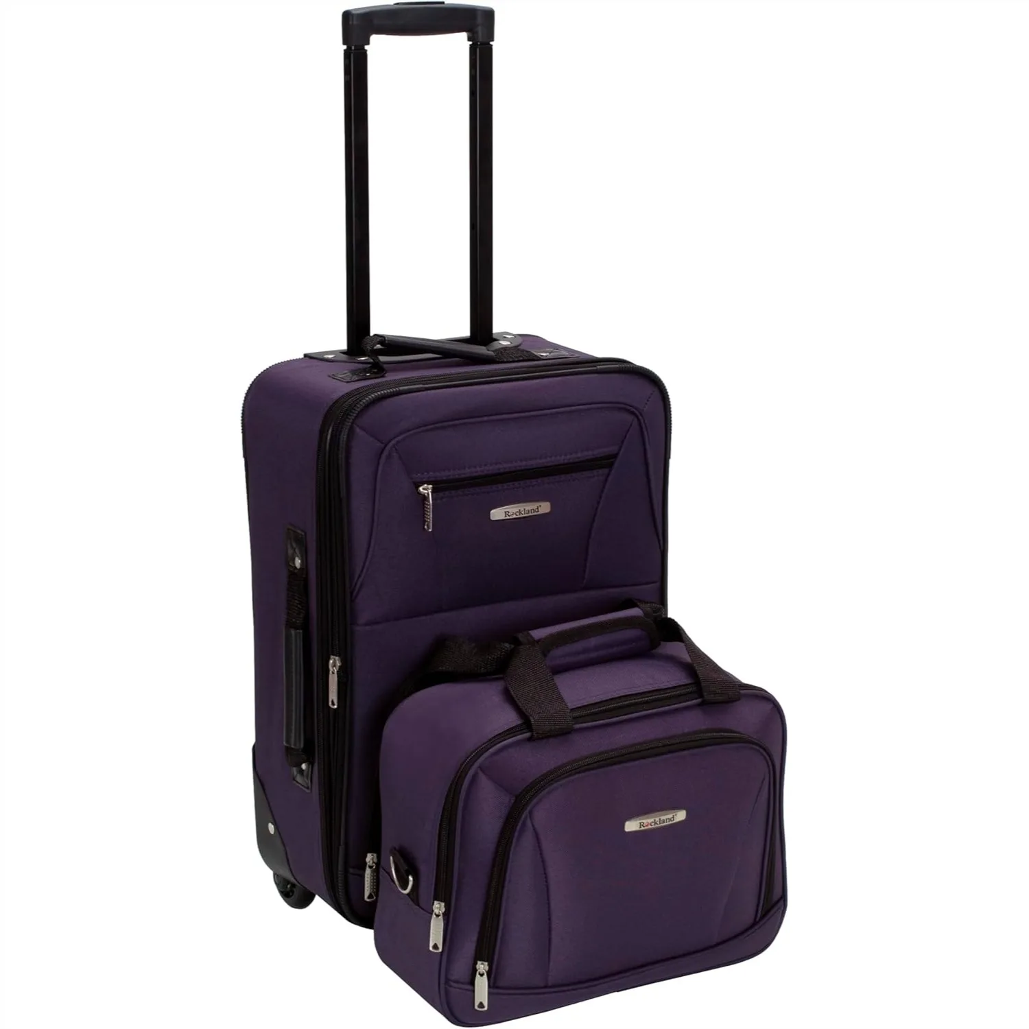 

Softside 2-Piece Luggage Set with Expandable Upright and Tote, 19-Inch Purple Travel Suitcase with Telescoping Handle and Inline