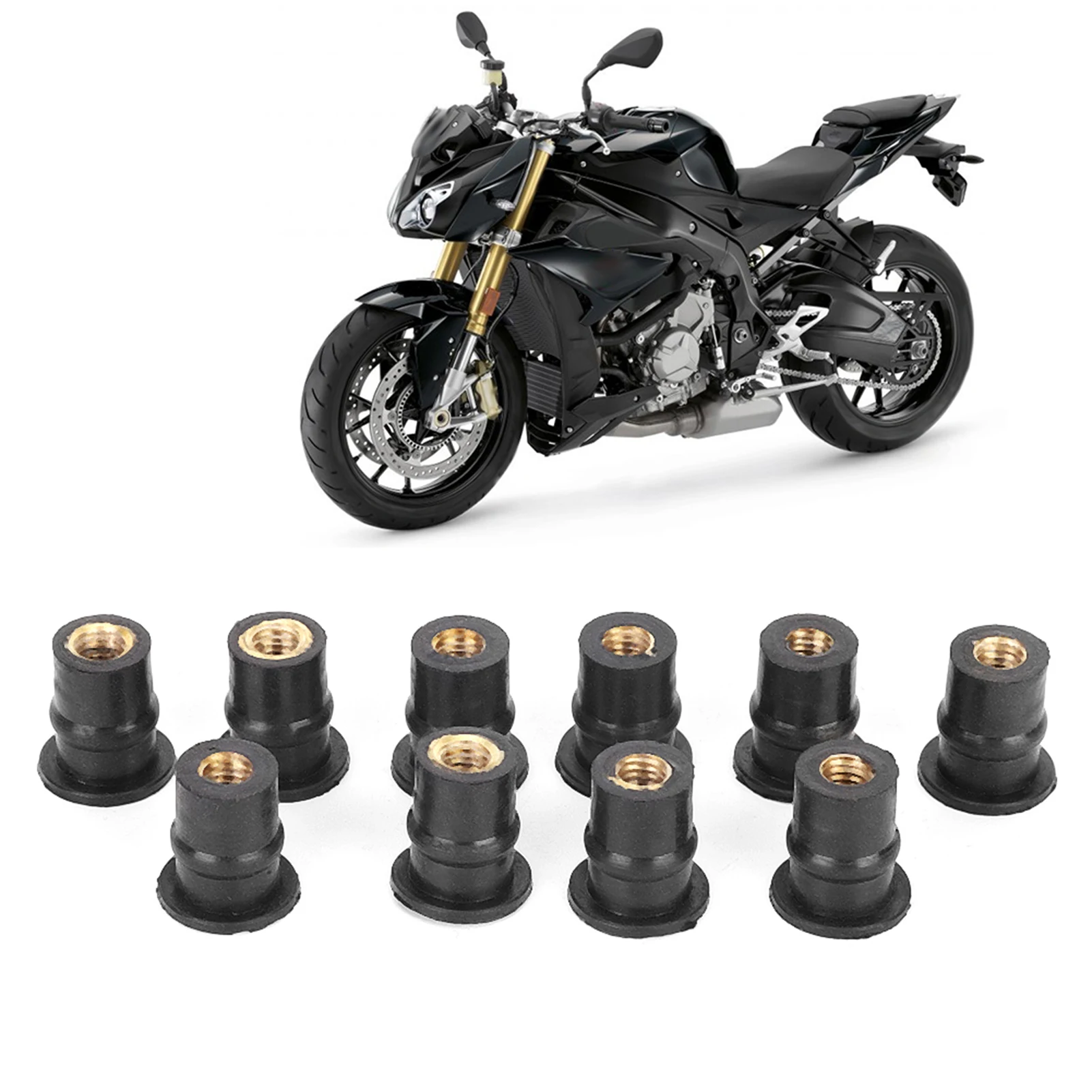 10Pcs M5 Rubber Well Nuts 5mm/0.2in Metric Motorcycles  Bolts Wellnut Rubber Well Nuts  Bolts Well Nuts Kit
