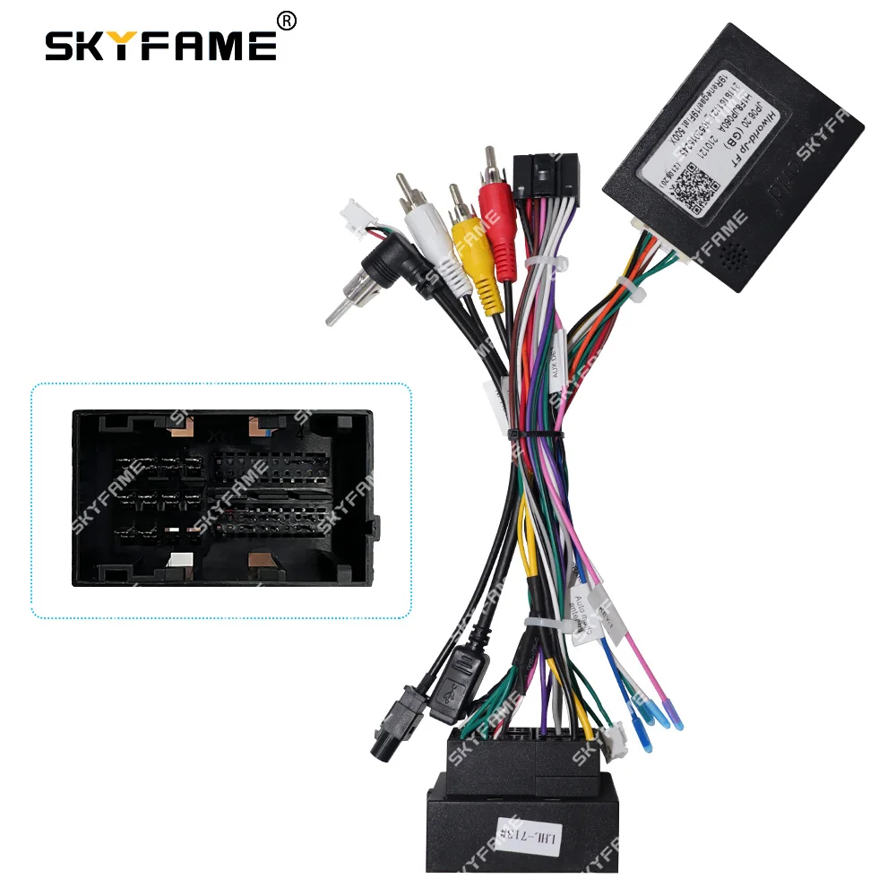 SKYFAME Car 16pin Wiring Harness Adapter Canbus Box Decoder Android Power Cable For Fiat 500X JP06.20