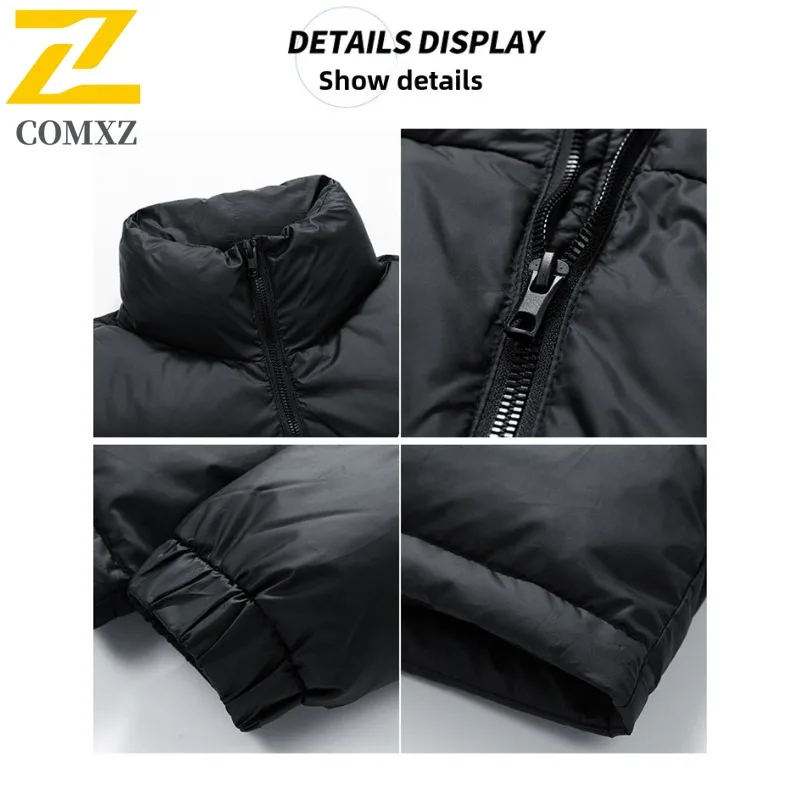 COMXZ 2025 Winter Parka Men Trendy Multicolor Splicing Thick Thermal Padded Jacket Leisure Puffer Windproof Snow Parker Coat