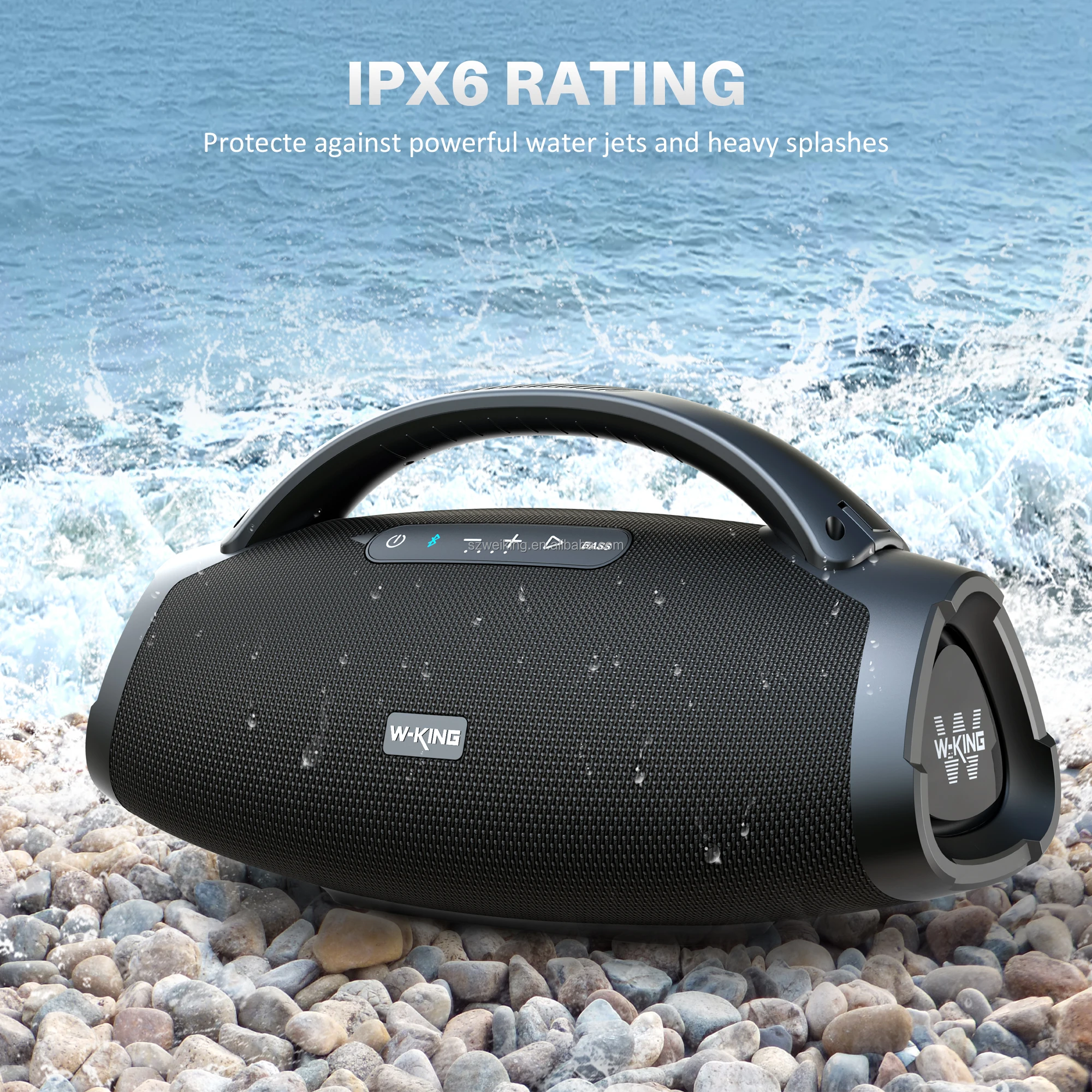 W-KING Latest D20 Powerful 200W Super Bass IPX6 Waterproof Outdoor boombox wireless Bluetooth speaker, with fast charging