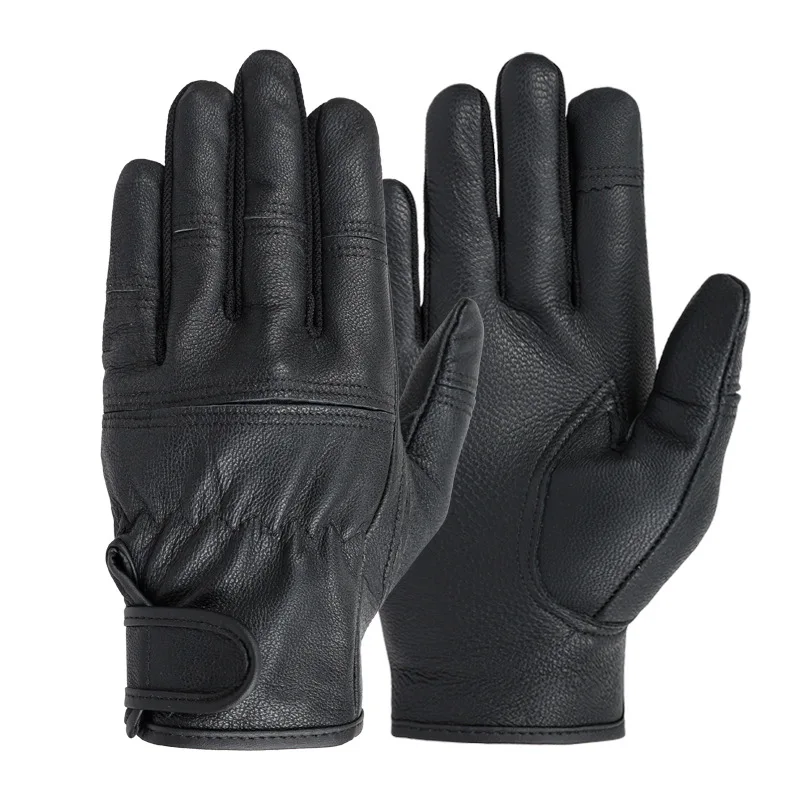 1pair High Sheepskin Gloves Leather Men\'s Motorcycle Glove Warm Touch Screen Leather Protection Wear Resistance Labor Protection