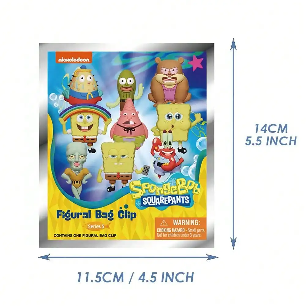 Random 1PC SpongeBob Officially Licensed PVC Blind Bag 3D Figure Bag Clip Keychain SpongeBob Patrick Squidward Collectible Toys