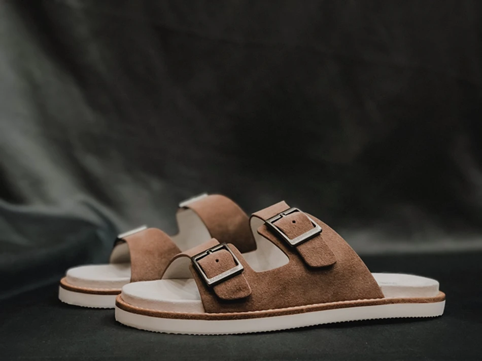 Sandalias de ante con suela de goma para mujer, zapatos de lujo de alta calidad, novedad de 2024