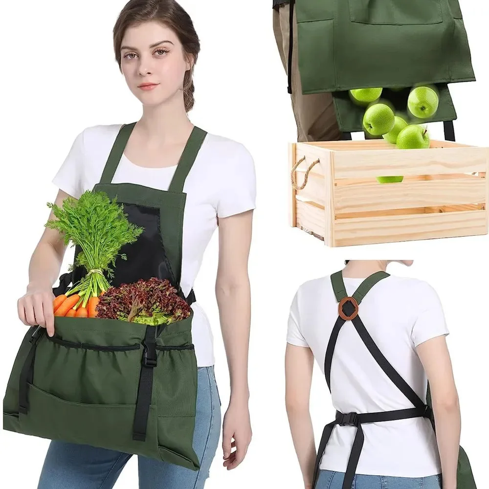 Gardening Apron Large Capacity Fruit Vegetable Picking Large Pockets Storage Orchard Garden Household Use Unisex