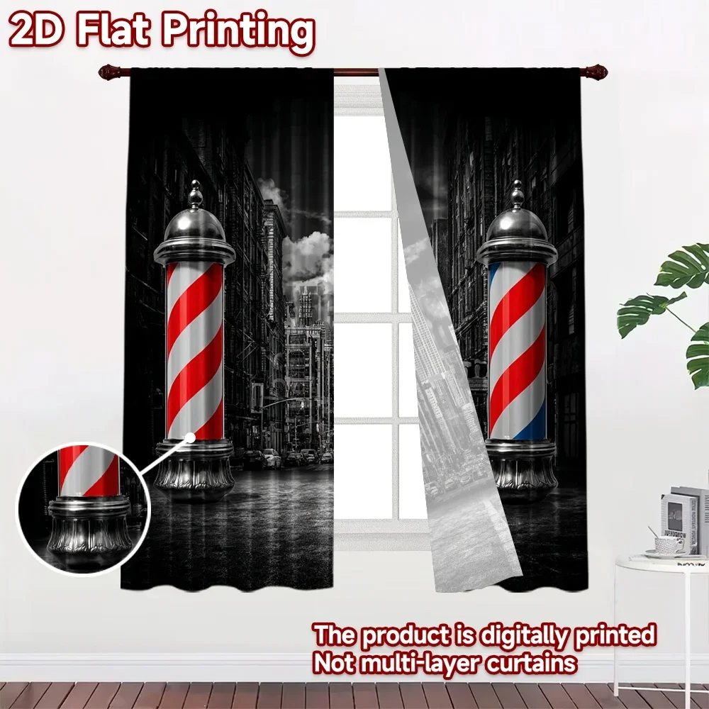 Stylish Cinematic Street Photography Curtain Black White Urban Cityscape Pillar Design Window Drapes