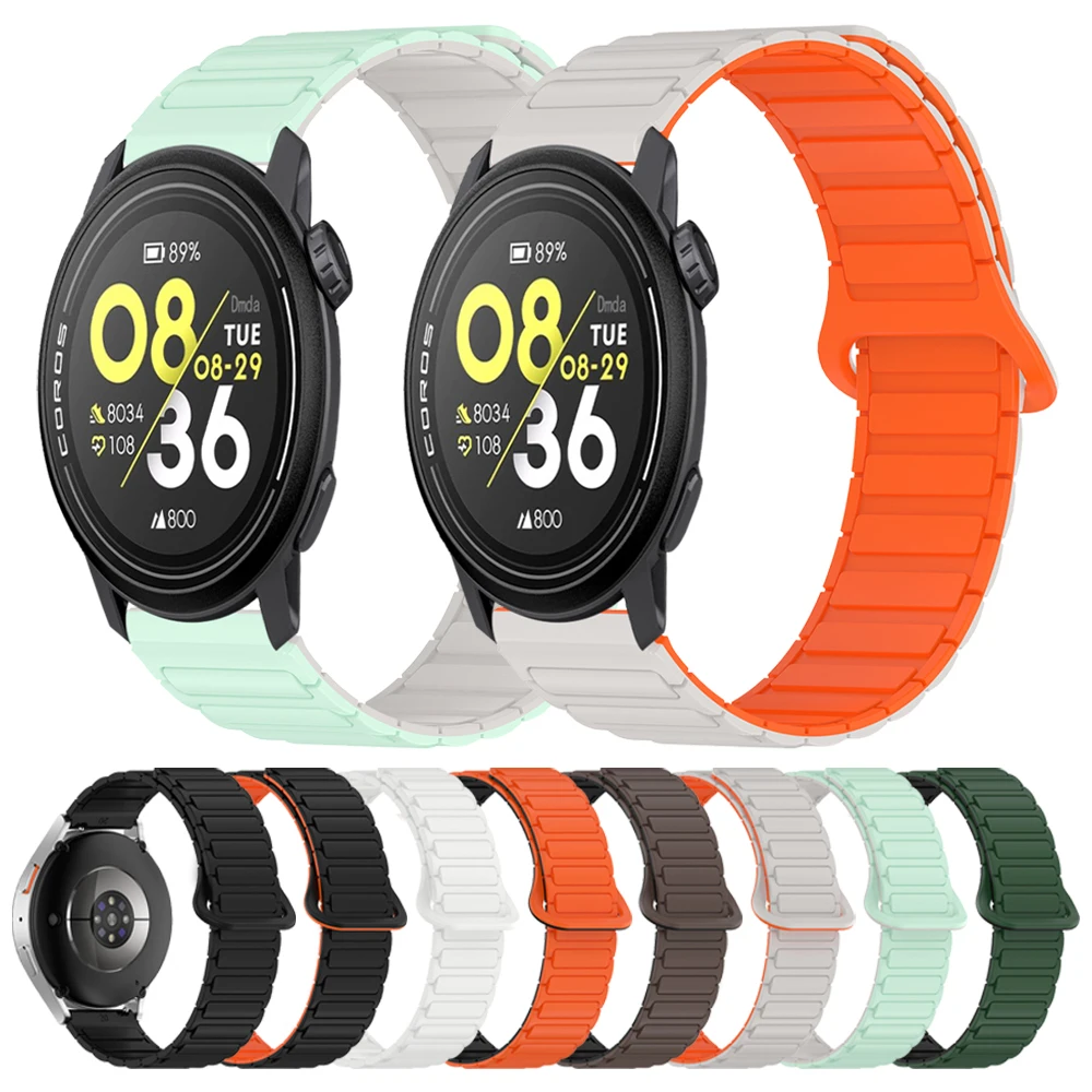 Магнитный силиконовый мягкий ремешок 20 мм 22 мм для COROS PACE Pro 3 2 APEX 42 мм 46 мм 2 Pro ремешки для браслета AMAZFIT BIP 6 5/Active 2
