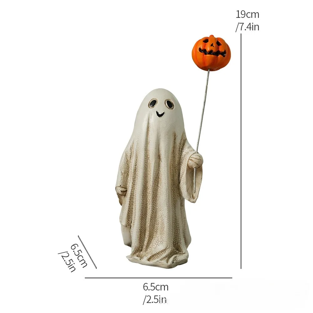 Figurine de Fantôme d'Halloween en Résine, Statue de Citrouille Effrayante, Ornements de Maison, Éta
