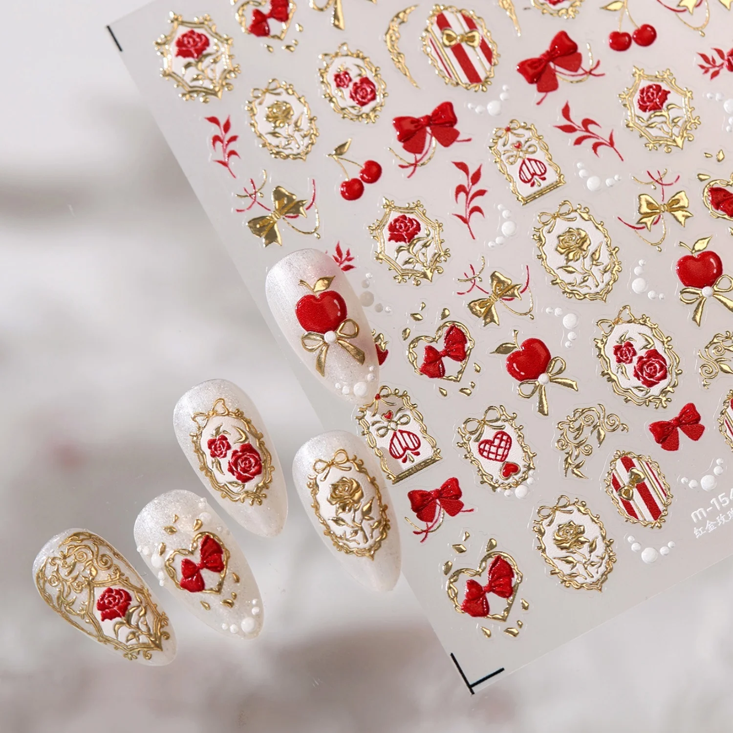 Retro Red Apple Cherry Lace Ph - Nail Art Red Cherry review and price