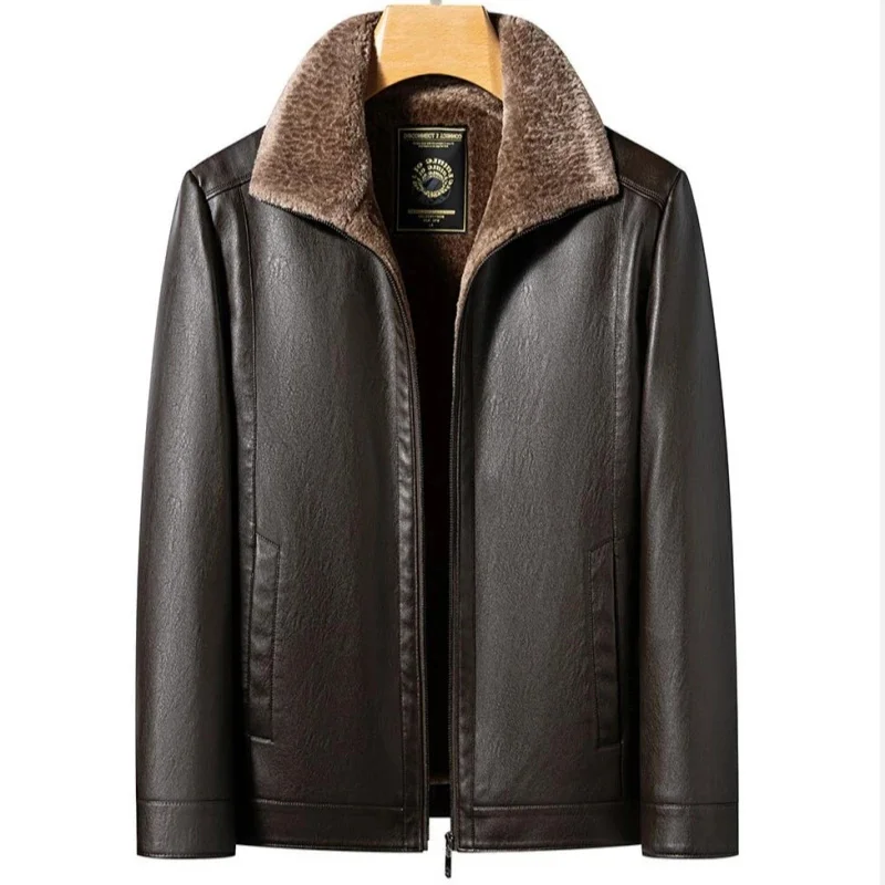 

And Autumn Winter Men's Fur Jacket Thick Warm PU Business Casual Youth Fashion Upgraded Version