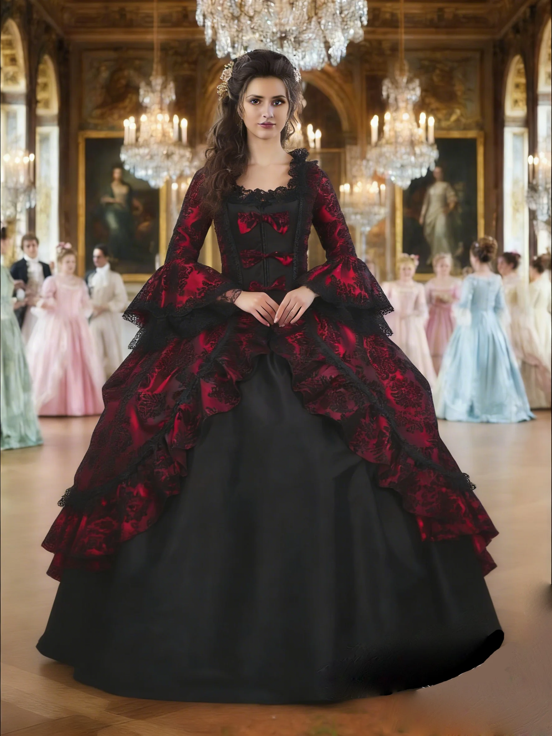 

18th Century Women Marie Antoinette Dresses Long Victorian Rococo Gowns Historical Theater Clothing