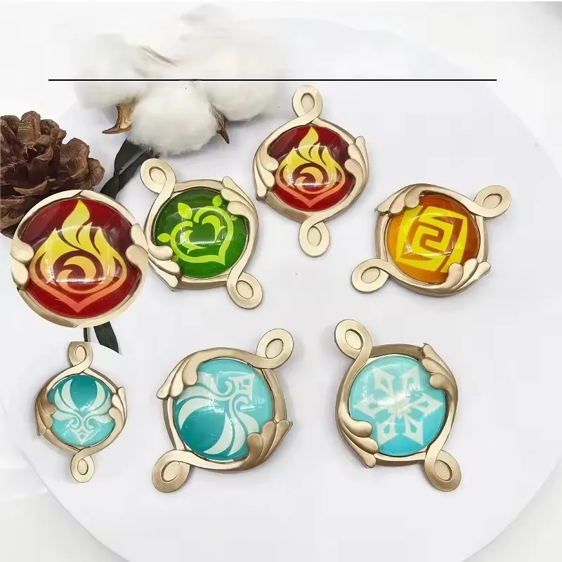 Game Genshin Impact Cosplay God\'s Eye Glow Props Fontaine Furina Neuvillette Wriothesley Luminous Brooch Badge Anime Accessories