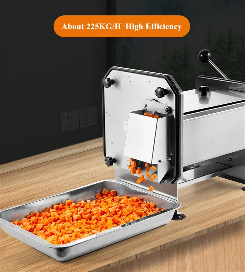 Electric Vegetables Fruits Dicing Machine Horizontal Vegetable Cutter Cutting Machine Commercial Use