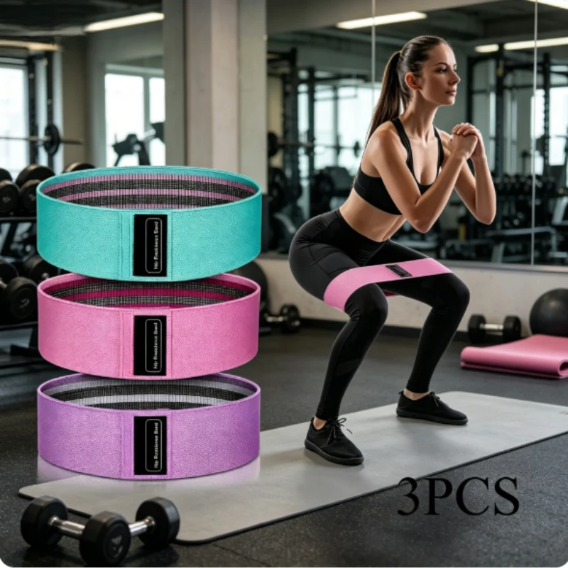 3-teiliges Set Stoff-Widerstandsbänder für Workout, Po- und Beintraining, Yoga, Pilates, Stretching, Fitness, Flex-Übungsbänder